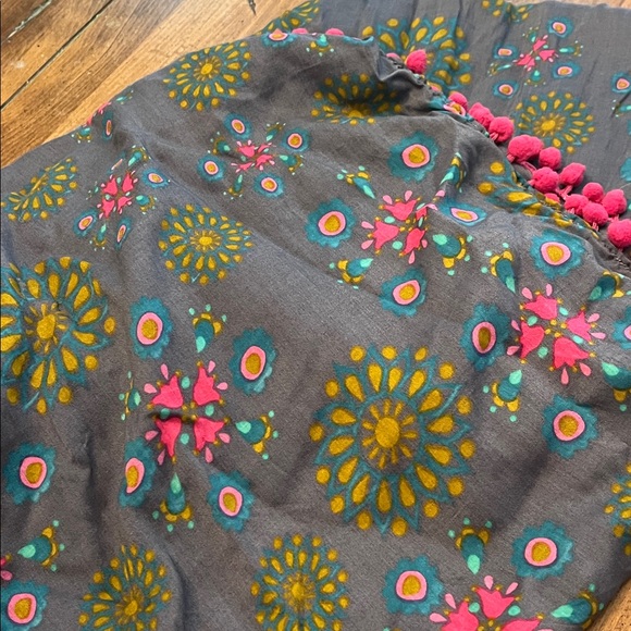 Gray Infinity Scarf with Pink and Yellow Floral Design - Picture 4 of 4